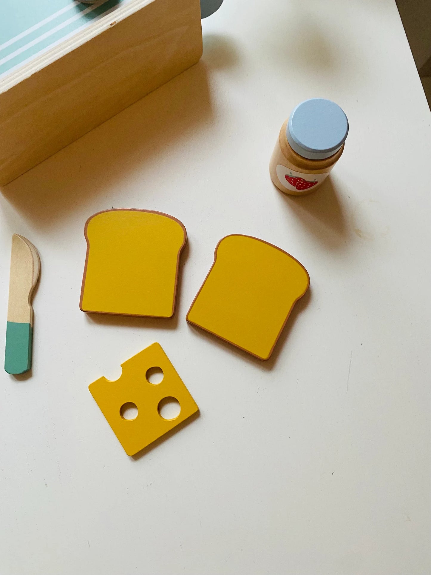 bread, cheese and toast. Kitchen set for kids.